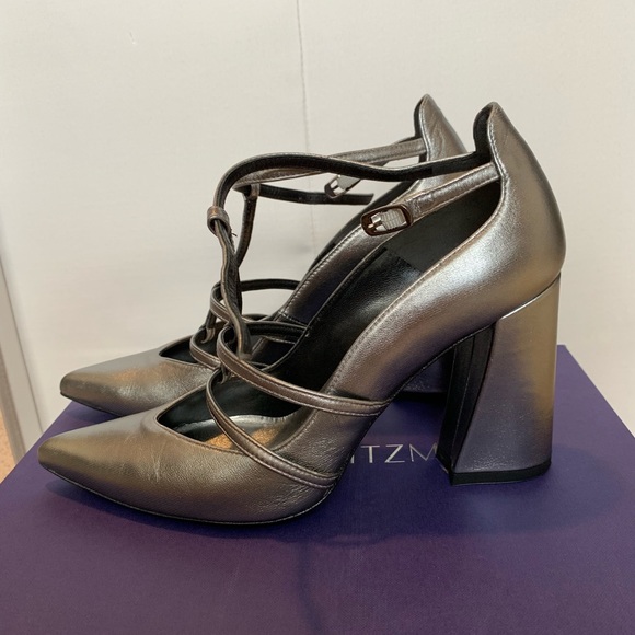Stuart Weitzman strap pump block heel metallic - Picture 5 of 6